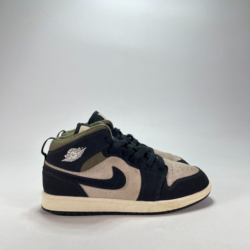 Air Jordan 1 Mid SE Olive Taupe Casual Lifestyle Sneakers HV4444-102 Youth Sz 3Y